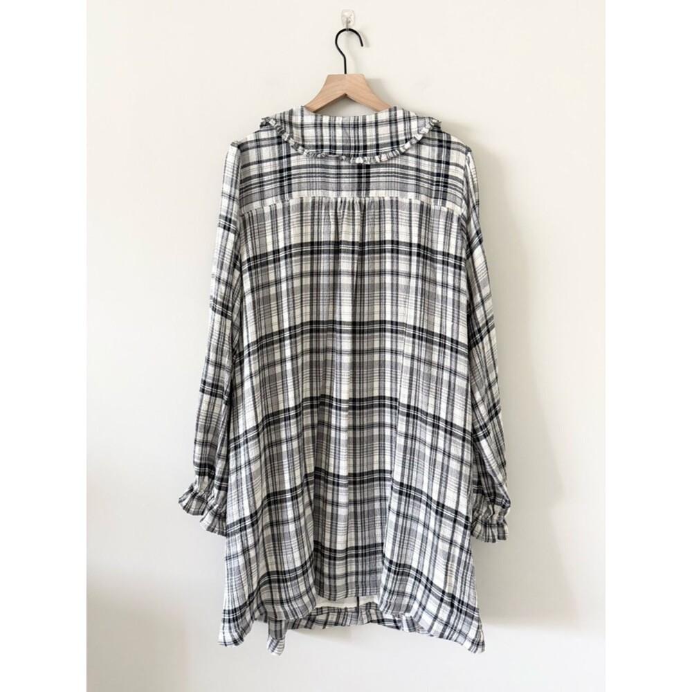 NWT Pilcro Anthropologie Keira Long Sleeve Black & White Plaid Shirt Dress - 2X - Picture 5 of 9